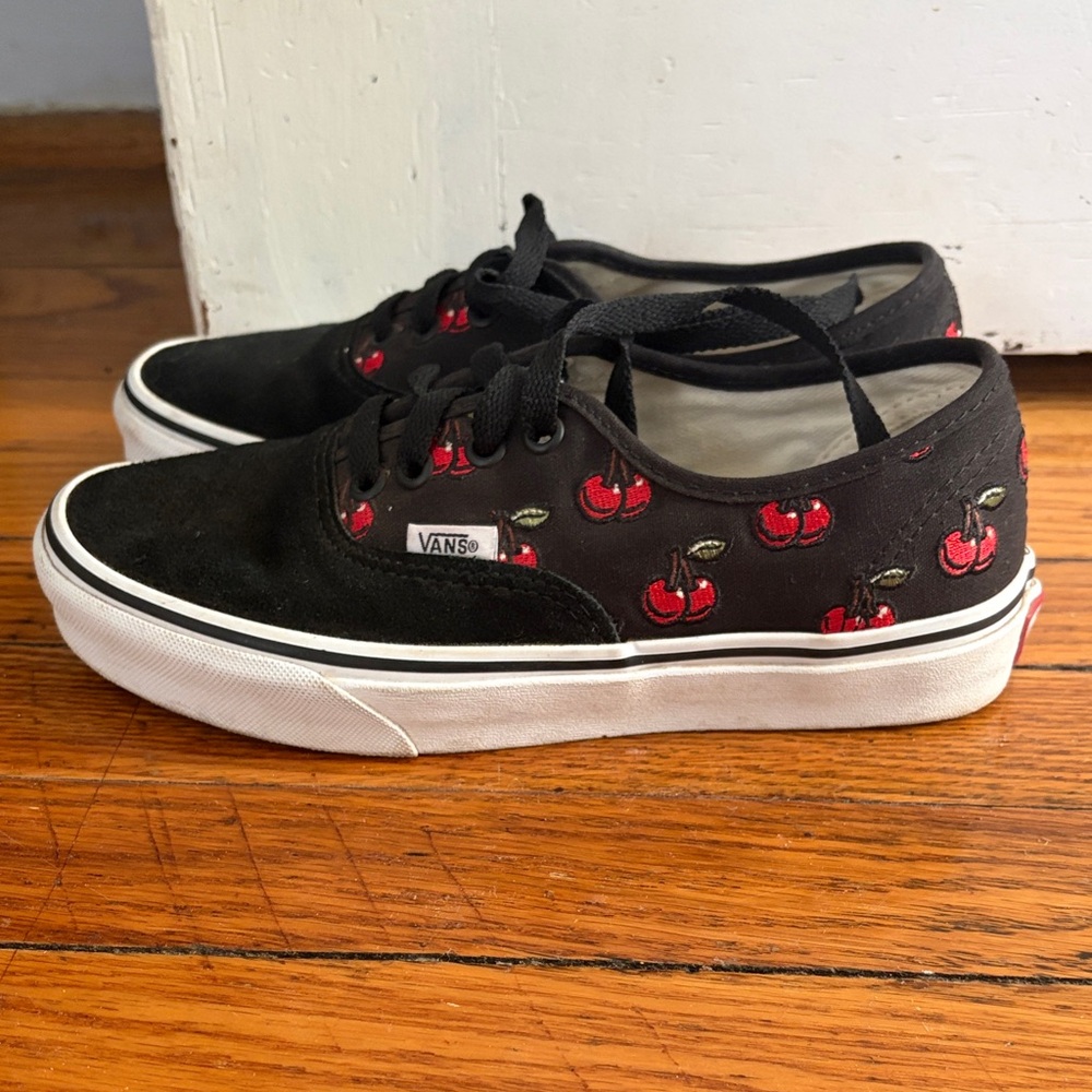 Vans Black Sneakers with Red Cherry Embroidery